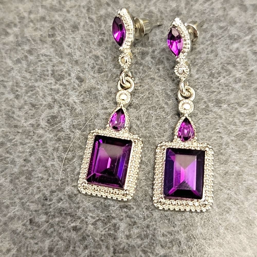 Purple Stone Dangle Earrings